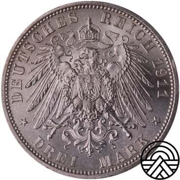 Niemcy, Schaumburg-Lippe, 3 Marki 1911 r. Super!