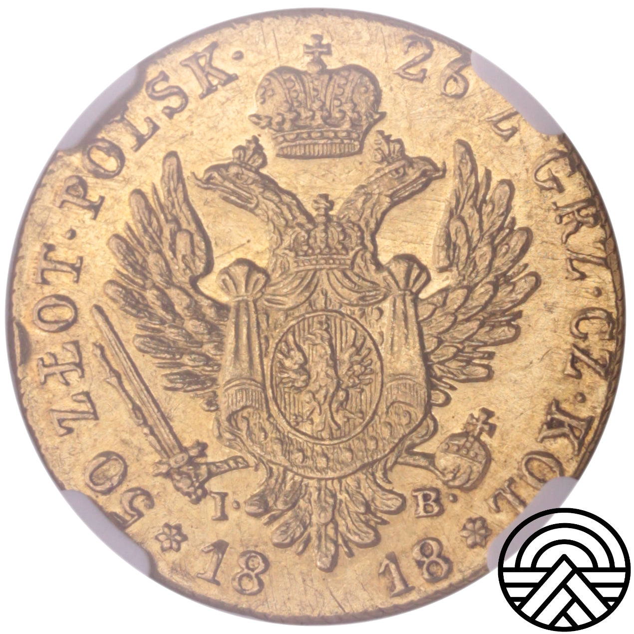 Polska, 50 Złotych 1818 r. NGC-AU 53