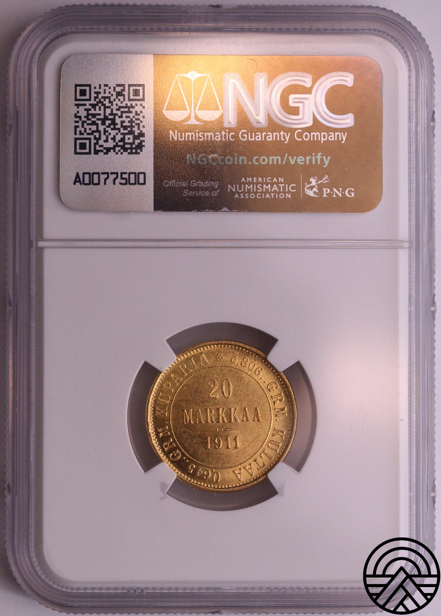 Finlandia, 20 Markkaa 1911 r. NGC MS 63