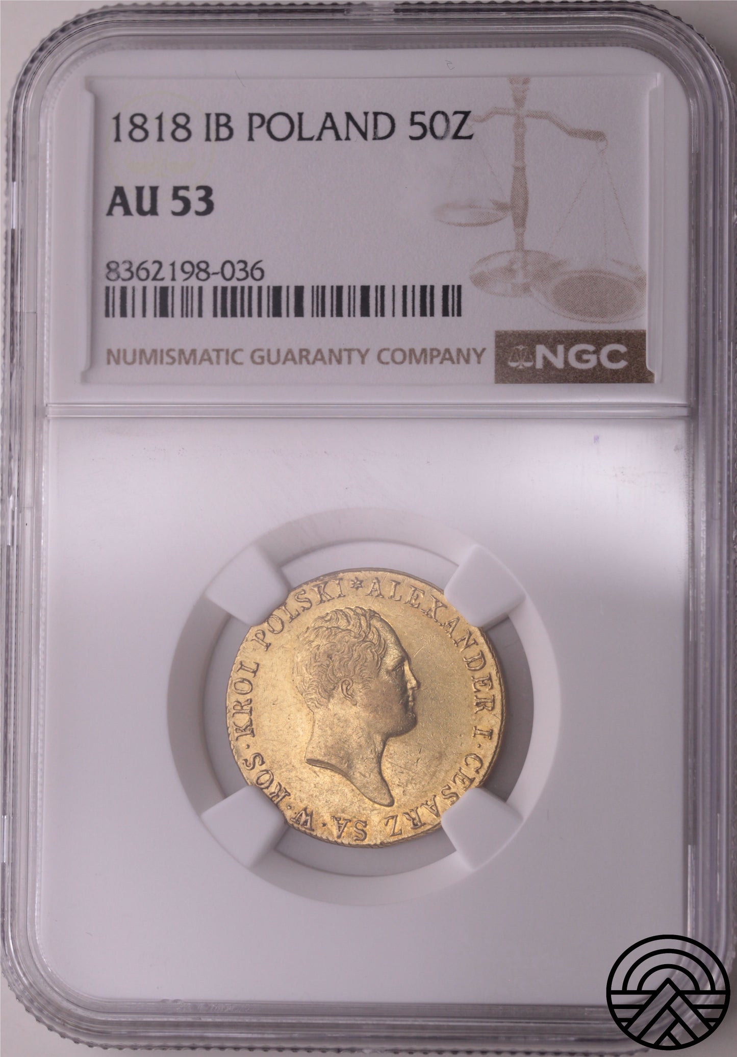 Polska, 50 Złotych 1818 r. NGC-AU 53