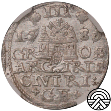 Polska, Stefan Batory, Trojak, 1586 r. Ryga NGC MS64