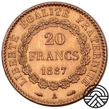 Francja, 20 Franków, 1887 r. "Anioł"