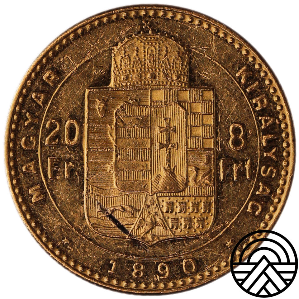 Węgry, 20 Franków - 8 Forintów 1890 r.