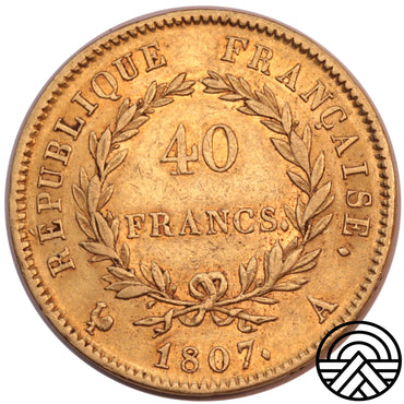 Francja, Napoleon I, 40 Franków 1807 r. Paryż Rzadsza!