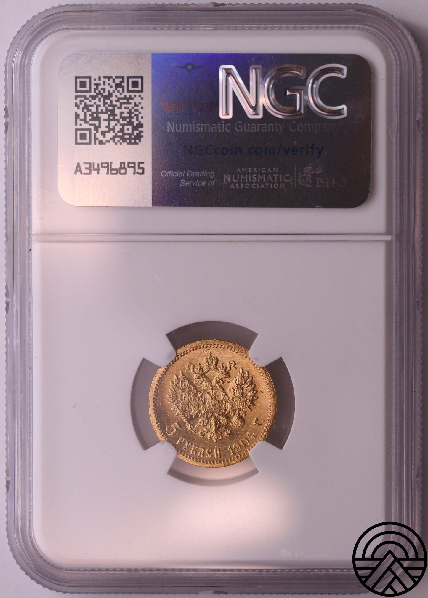 Rosja, Mikołaj II, 5 Rubli 1904 r. (AP) NGC MS 64+