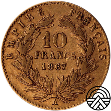 Francja, Napoleon III, 10 Franków 1867 r.