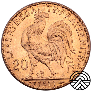 Francja, 20 Franków, 1911 r. Rzadsza!