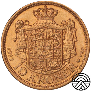 Dania, Chrystian X, 10 Koron, 1917 r. Rzadsza!