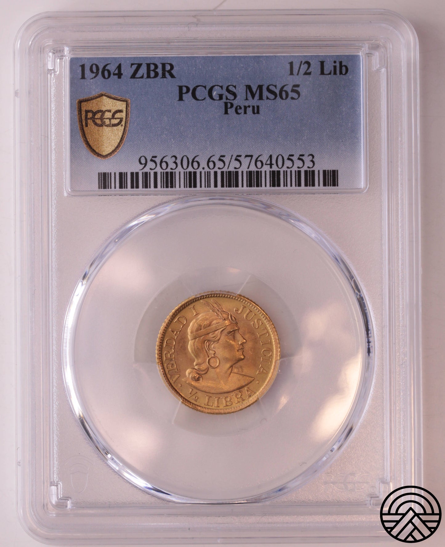 Peru, 1/2 Libry, 1964 r. ZBR PCGS MS 65