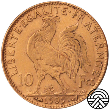 Francja, 10 Franków, 1909 r. Kogut Najrzadszy rocznik!