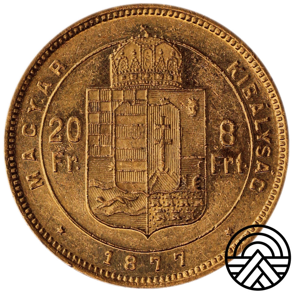 Węgry, 20 Franków - 8 Forintów 1877 r.