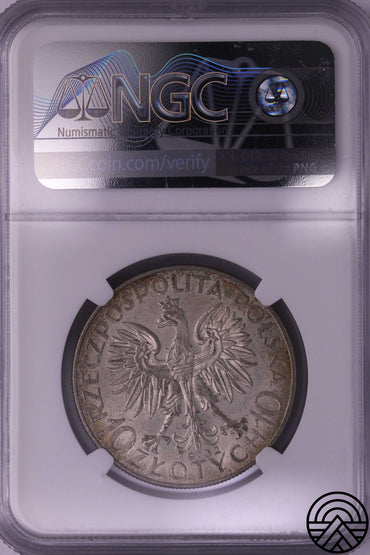 Polska, 10 Zł 1932 r. "Polonia" NGC MS 62