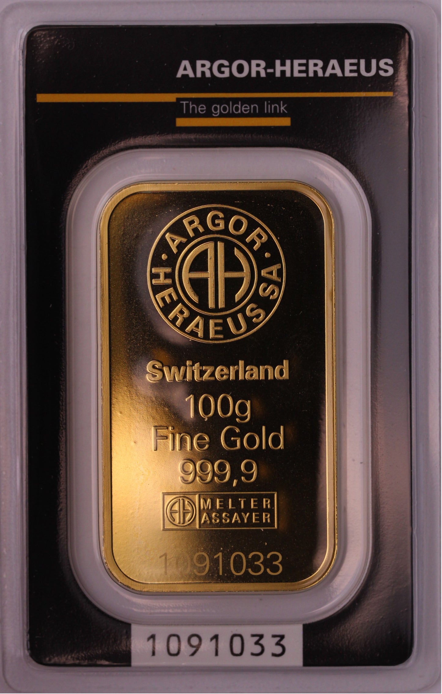 Argor - Heraus, Sztabka 100 g. Au 999.9
