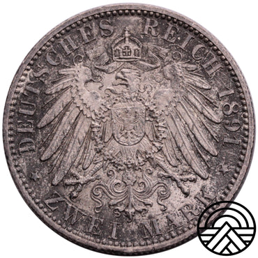 Niemcy Oldenburg, 2 Marki 1891 r. Super!