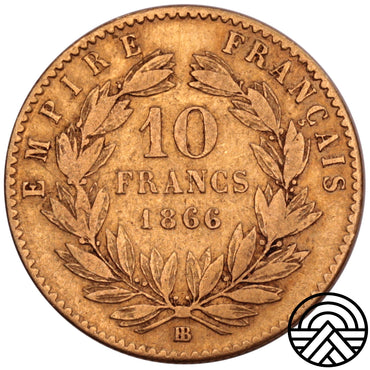 Francja, Napoleon III, 10 Franków 1866 r. Strasburg
