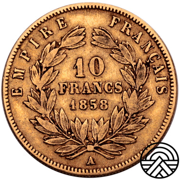 Francja, Napoleon III, 10 Franków 1858 r. Paryż