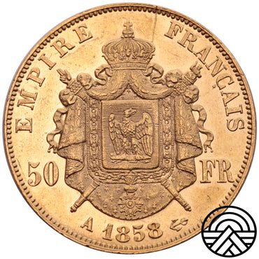 Francja, Napoleon III, 50 Franków 1858 r. Paryż
