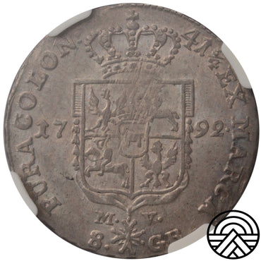 Polska, 8 Groszy, 1792 r. MW NGC AU 55
