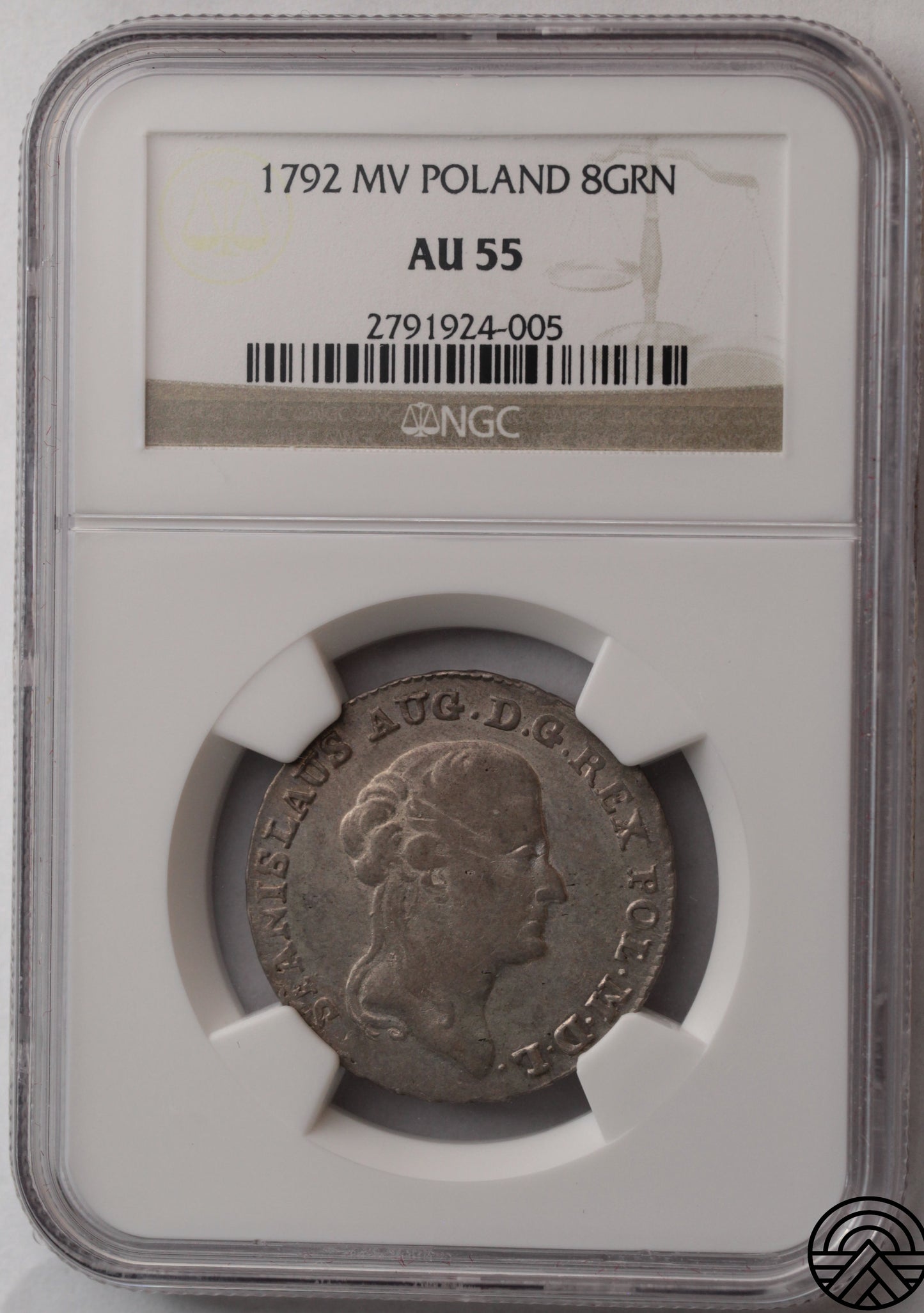 Polska, 8 Groszy, 1792 r. MW NGC AU 55