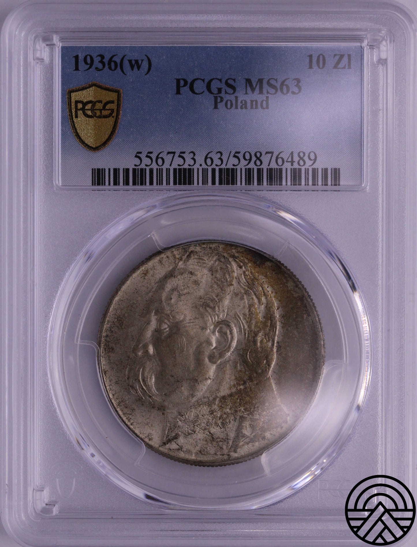 Polska, Józef Piłsudski, 10 Złotych 1936 r. PCGS MS 63