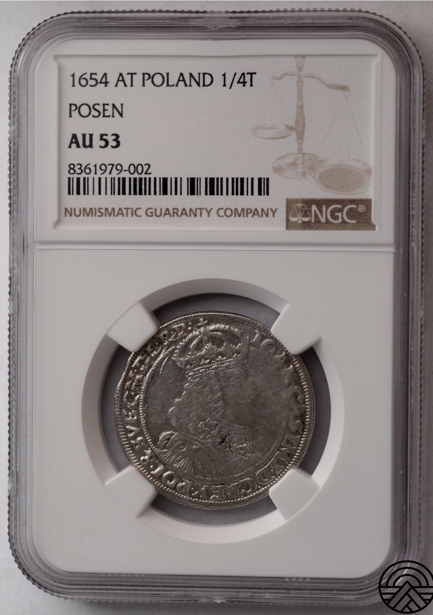 Polska, Jan II Kazimierz Waza, Ort, 1654 r. NGC AU 53