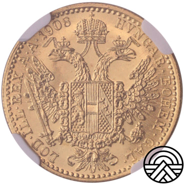 Austria, Dukat 1908 r. NGC-MS 64