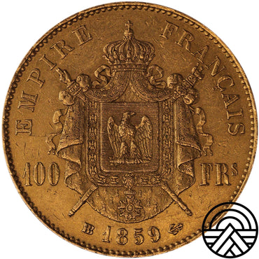 Francja, Napoleon III, 100 Franków 1859 r. Strasbourg