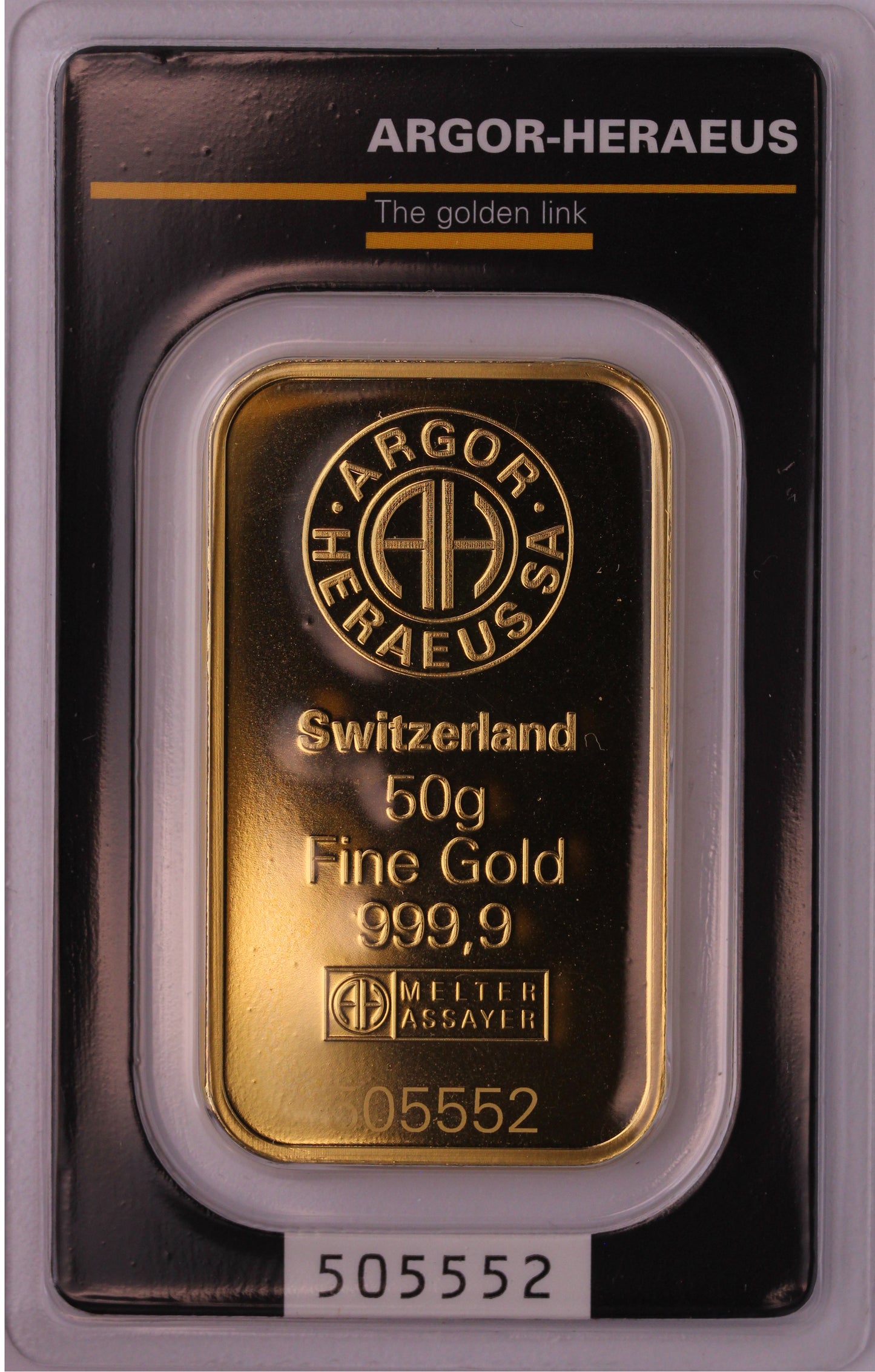 Argor - Heraus, Sztabka 50 g. Au 999.9