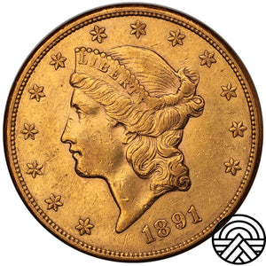 USA, 20 Dolarów 1891 r. "Liberty Head" San Francisco