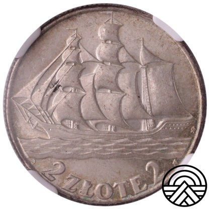Polska, 2 Złote, 1936 r. Gdynia NGC MS 63