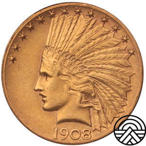 USA, 10 Dolarów, 1908 r. "Indianin" San Francisco Rzadsza!