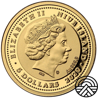 Niue, 5 Dolarów, 2020 r. 1/10 Oz Au 999.9 Anioł Stróż