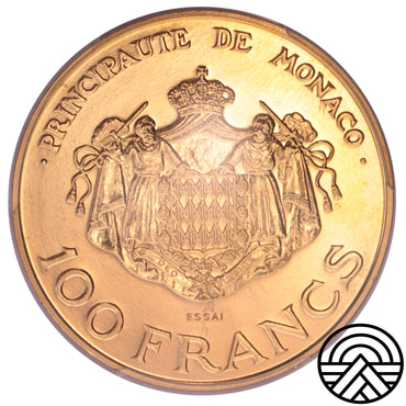 Monaco, 100 Franków, 1982 r. PCGS SP 68 Rzadka!