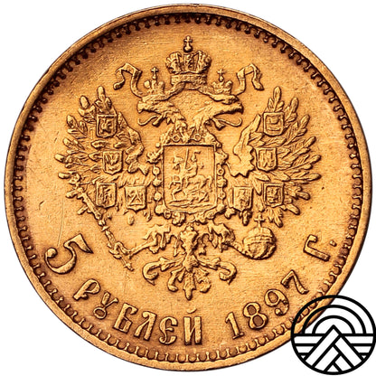 Rosja, Mikołaj II, 5 Rubli, 1897 r. Duża Głowa!