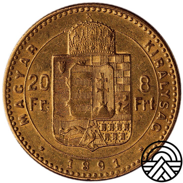 Węgry, 20 Franków - 8 Forintów 1891 r.