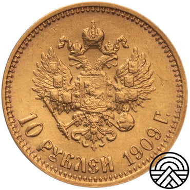 Rosja, Mikołaj II, 10 Rubli 1909 r. Rzadki rocznik!