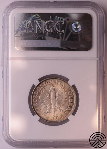 Polska, 2 Złotych, 1925 r. Kłosy Londyn NGC MS 62
