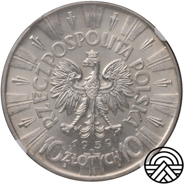 Polska, 10 Złotych, 1939 r. Piłsudski NGC MS 61