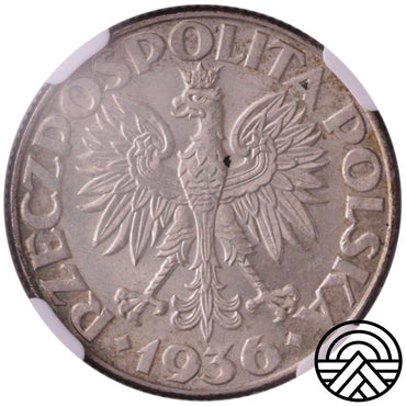 Polska, 2 Złote, 1936 r. Gdynia NGC MS 63