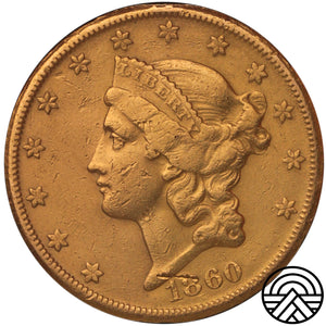 USA, 20 Dolarów, 1860 r. "Liberty Head" San Francisco