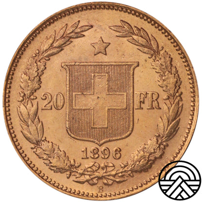 Szwajcaria, 20 Franków, 1896 r.