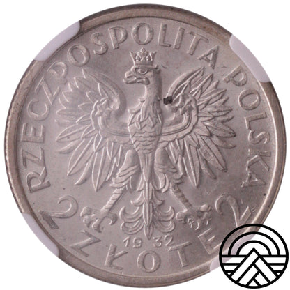 Polska, 2 Złote, 1932 r. Polonia NGC MS 63