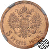 Rosja, Mikołaj II, 5 Rubli, 1902 r. NGC MS 65