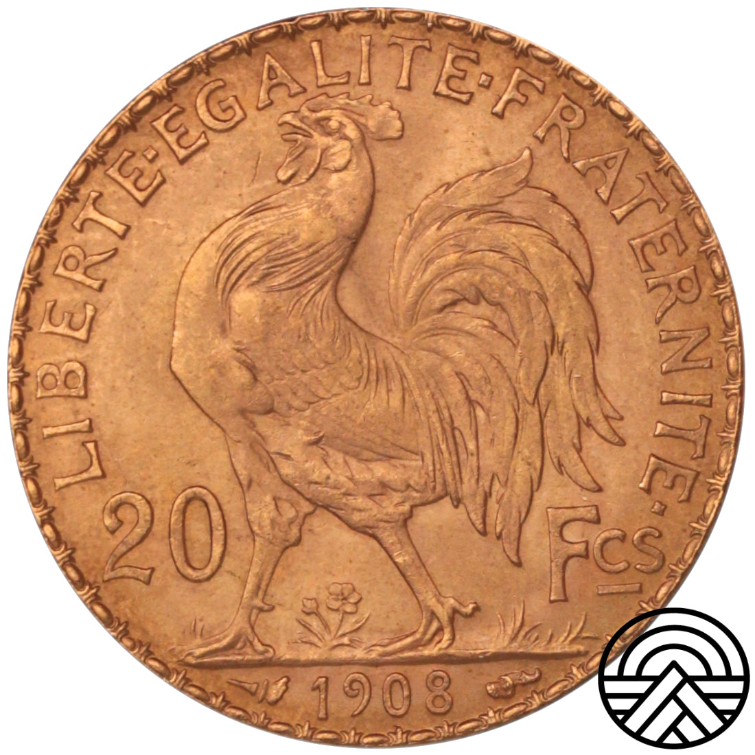 Francja, 20 Franków, 1908 r. Kogut