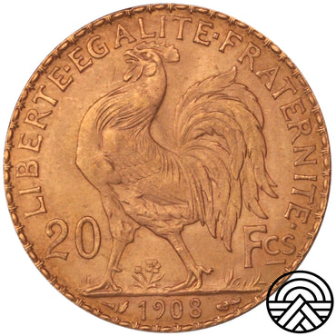 Francja, 20 Franków, 1908 r. Kogut