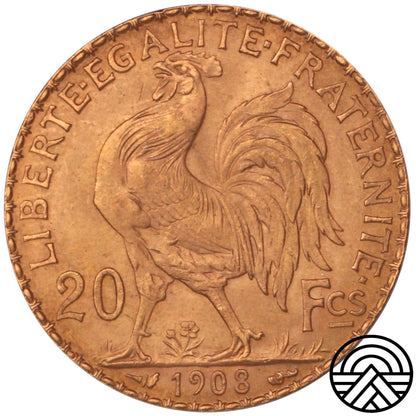 Francja, 20 Franków, 1908 r. Kogut