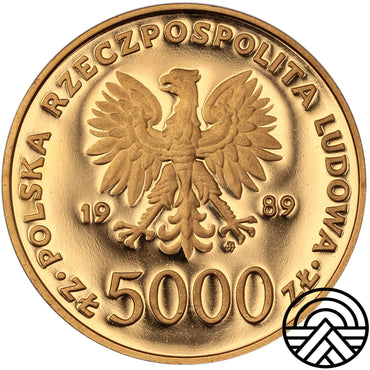 Polska, 5000 Złotych, 1989 r. Jan Paweł II