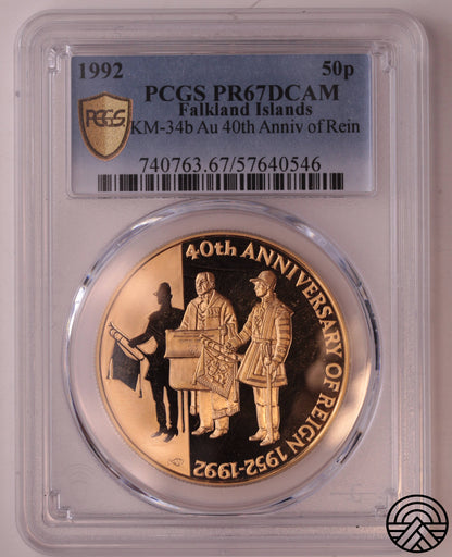 Falklandy, 50 Pensów, 1992 r. PCGS PR 67 DCAM