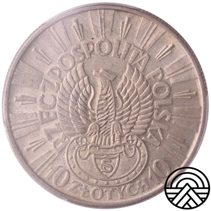 Polska, 10 Złotych, 1934 r. Orzeł Strzelecki PCGS MS 62