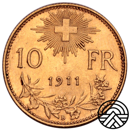 Szwajcaria, 10 Franków, 1911 r. Najrzadszy rocznik!